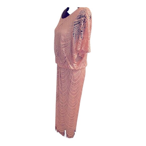 SL Fashions NY Gold Fringe Maxi Dress 14W NWT | Fall Wedding Guest | Cocktail Ev - Picture 7 of 15